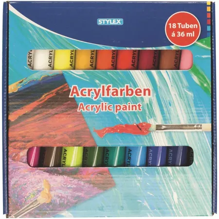 Stylex Acrylfarben, 18 Tuben á 36 ml