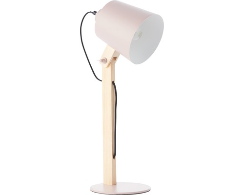 Tafellamp, 1-lichts, H 51,5 cm, draaibaar, beuken/roze