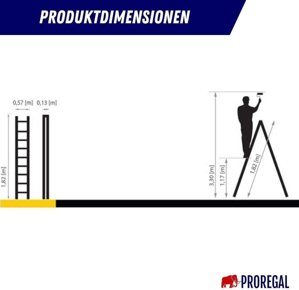 PROREGAL Houten Trapladder Economy Plus, Tweezijdige Toegang, 2 x 6 Sporten, Werkhoogte 3,30 m, Draagvermogen 150 kg