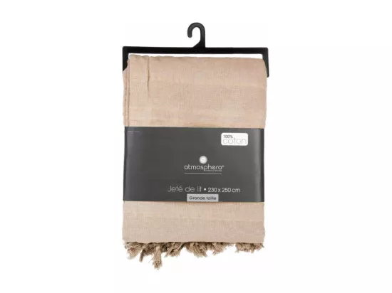 Jeté de lit en Coton Beige Lin 230 x 250 cm