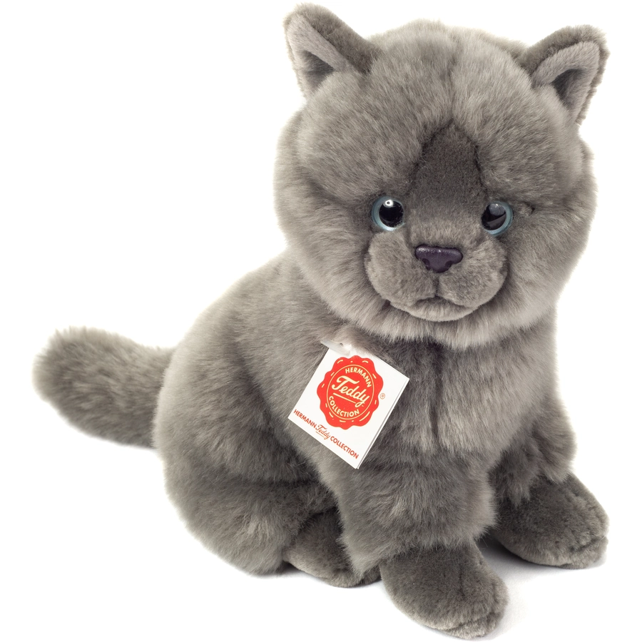 Teddy HERMANN® Kartäuser Katze sitzend, 20 cm