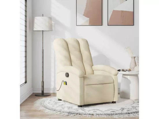 Fauteuil de massage inclinable Crème Tissu