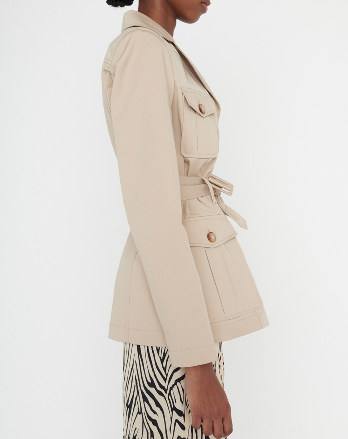 Zapa Trench-coat court en Gabardine Vania beige