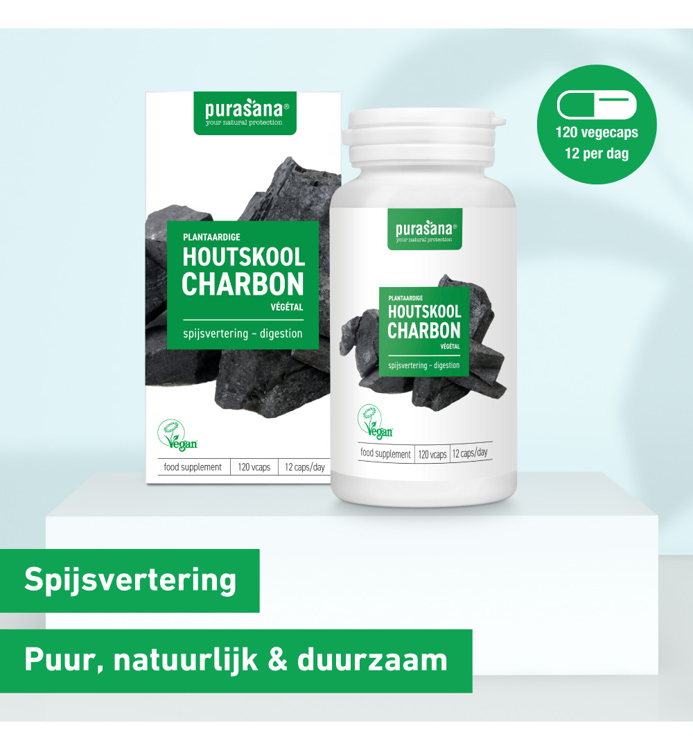 Purasana Plantaardige Houtskool/Charbon Vegetal Vegan (120 capsules)