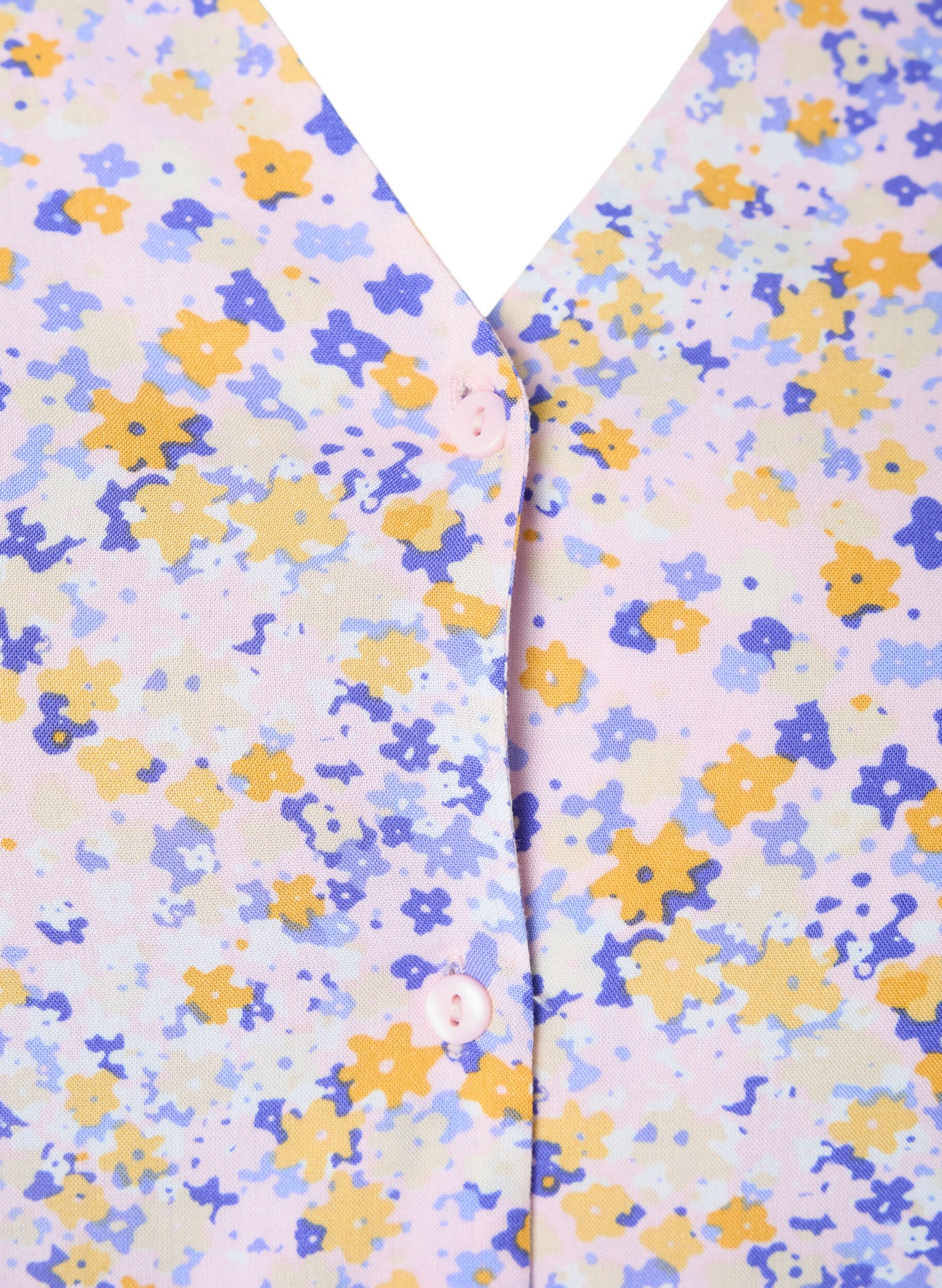 Printet natbluse i viskose