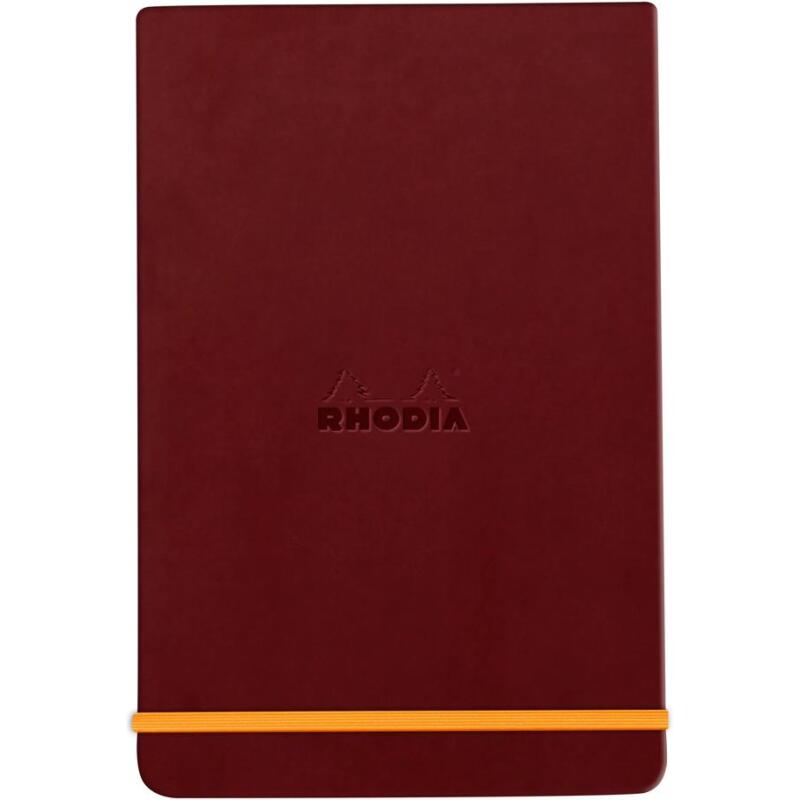 Rhodiarama Webnotepad rembordé rigide 9x14 cm 192 pages ligné microperforé papier ivoire 90g fermeture élastique - Lie de vin
