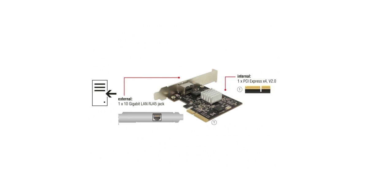 DeLOCKPCI Express Card > 1 x 10 Gigabit LAN NBASE-T RJ45 netwerkadapter