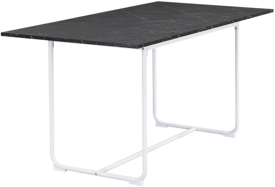 B&D home Esstisch Pius, ausziehbar 120-160 x 80 cm, 4-6 Personen Küchentisch Holztisch mit U Metallgestell für Esszimmer, Küche, skandinavisch Design, Marmor Optik, 11219-120-UW-MSCH