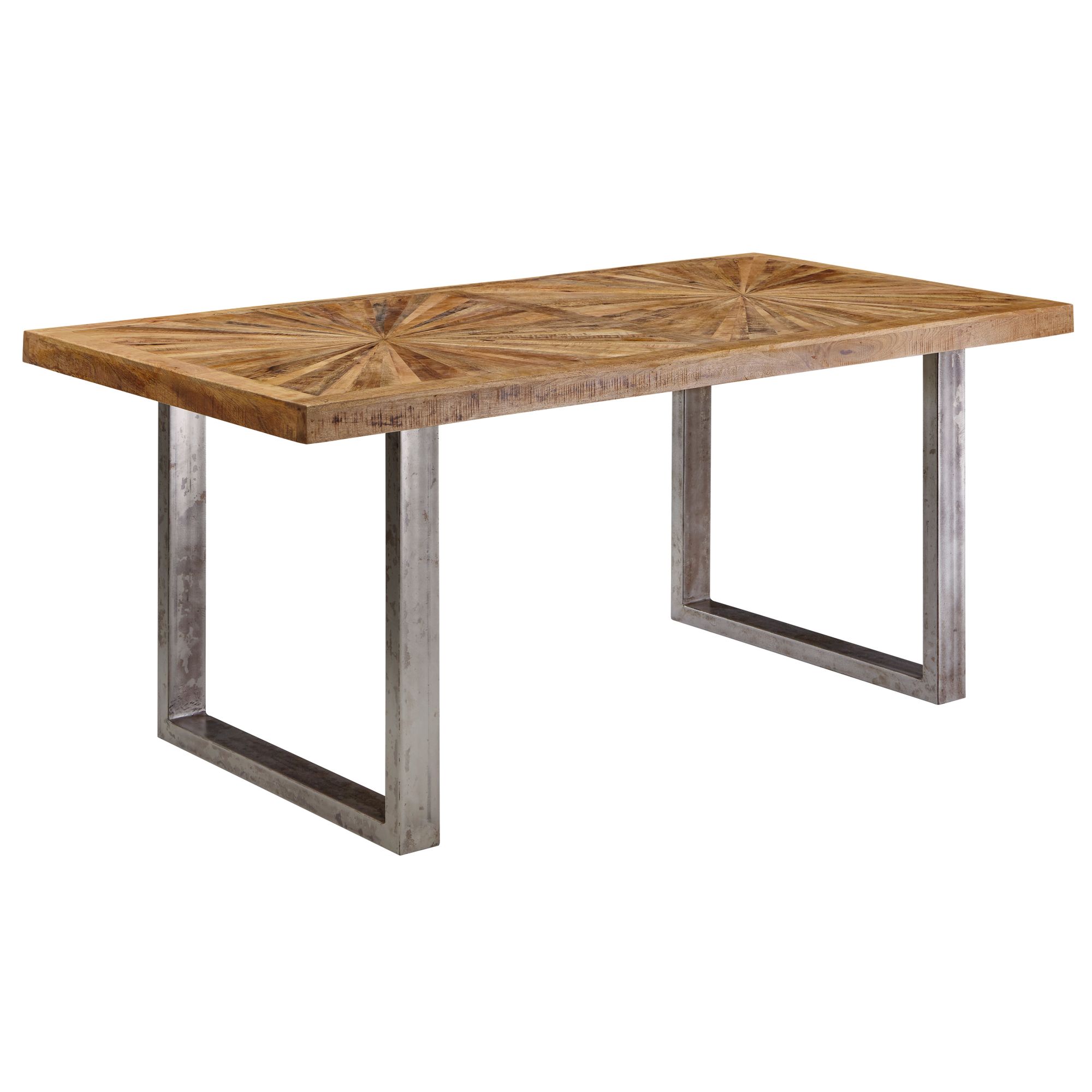KADIMA DESIGN Rustikaler Mangoholz Esszimmertisch, 200 x 100 cm, Metallbeine, stabil, pflegeleicht.