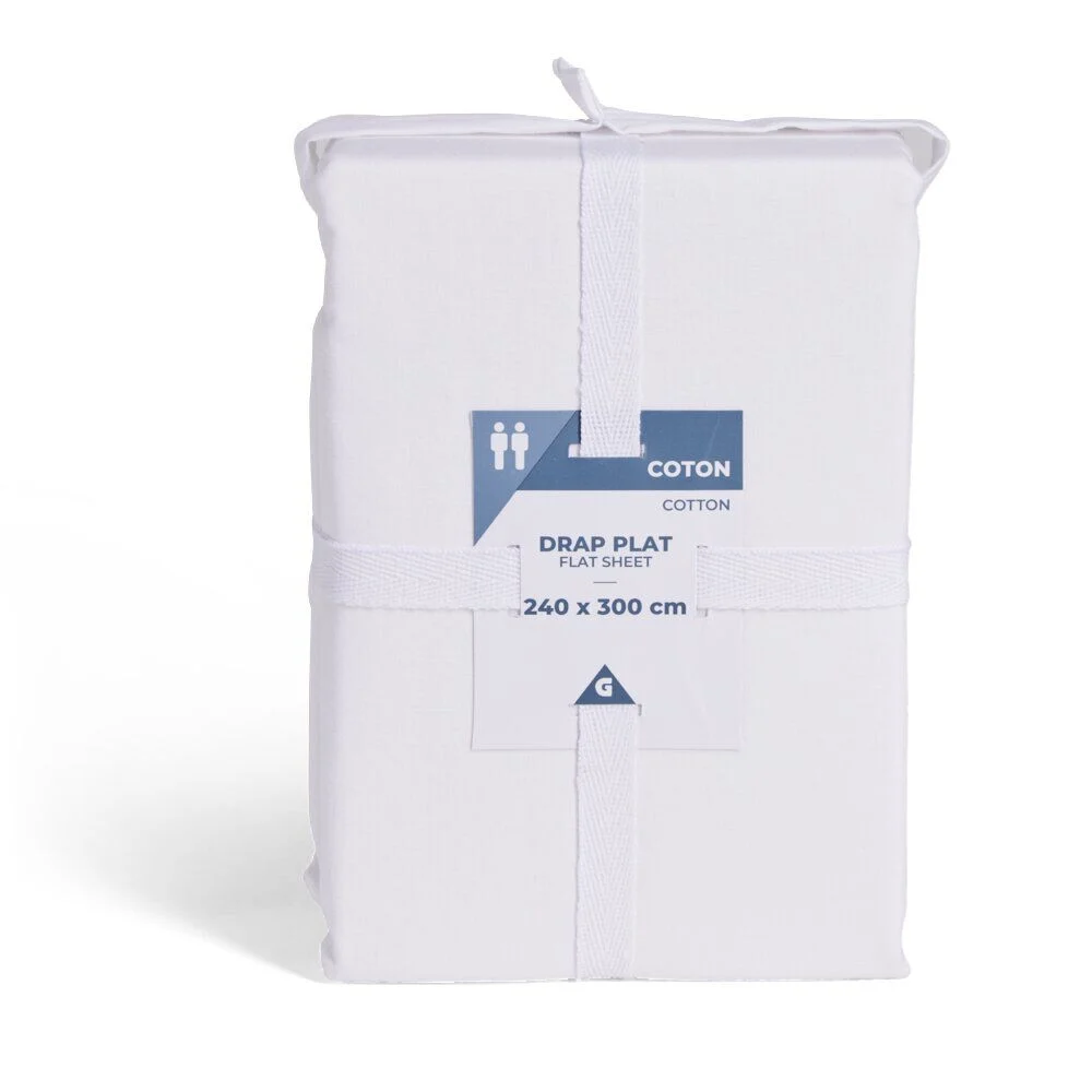 Drap plat 240x300cm 100% coton blanc