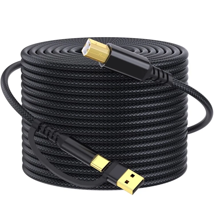 (1m) 2in1 USB 2.0 / USB-C auf USB-B Nylon Verbindungskabel für Drucker / Laptop / PC - Schwarz