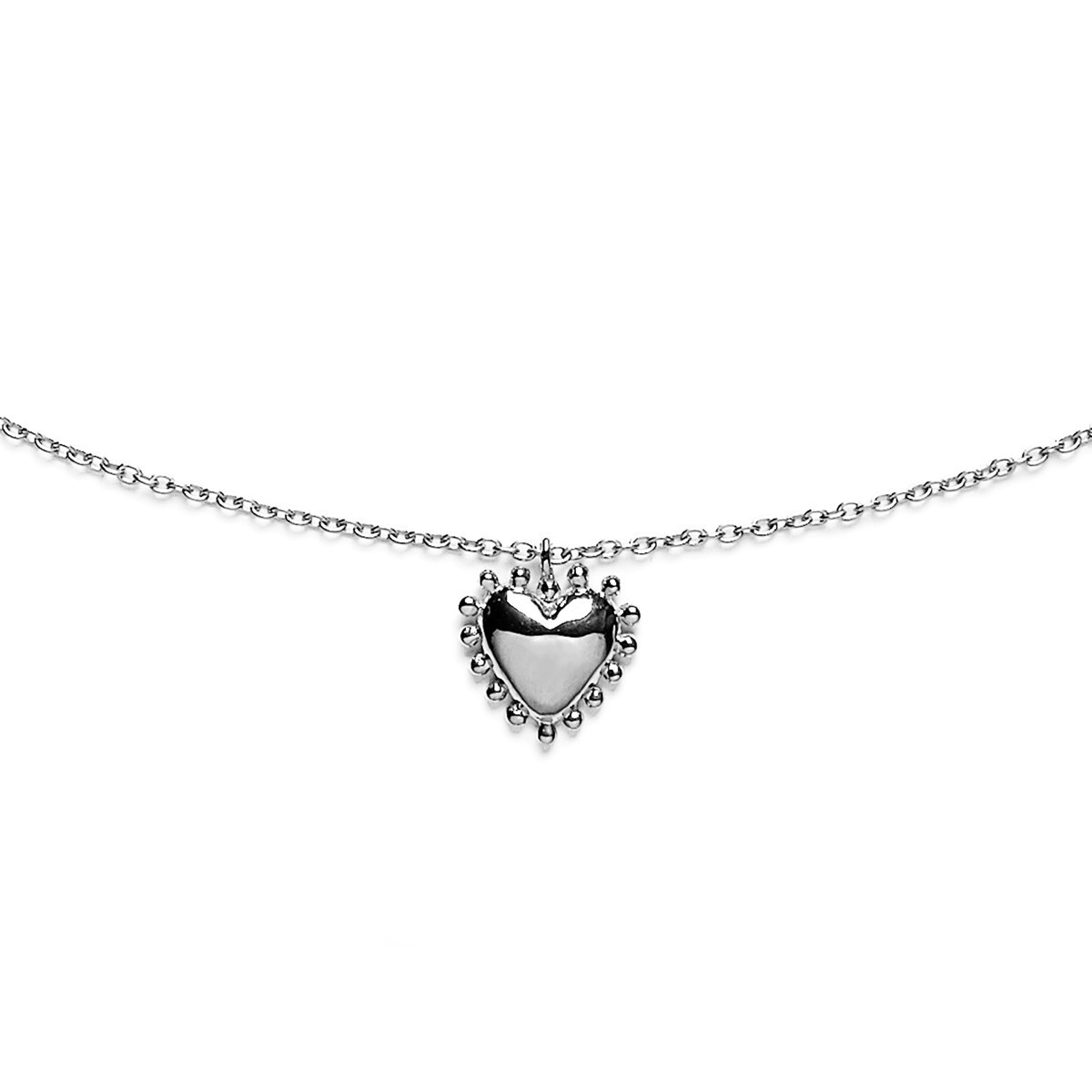 Collier coeur perlé en argent
