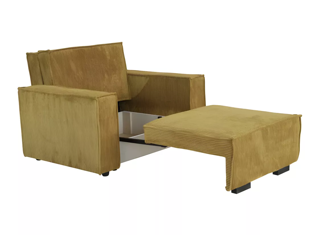 Fauteuil STARIO en velours côtelé beige