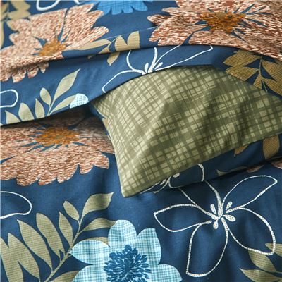 Linge de lit polycoton grandes fleurs