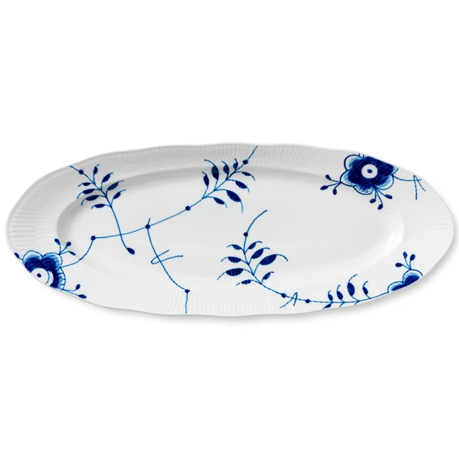 Royal Copenhagen  Blå Mega riflet fad - 60 cm.