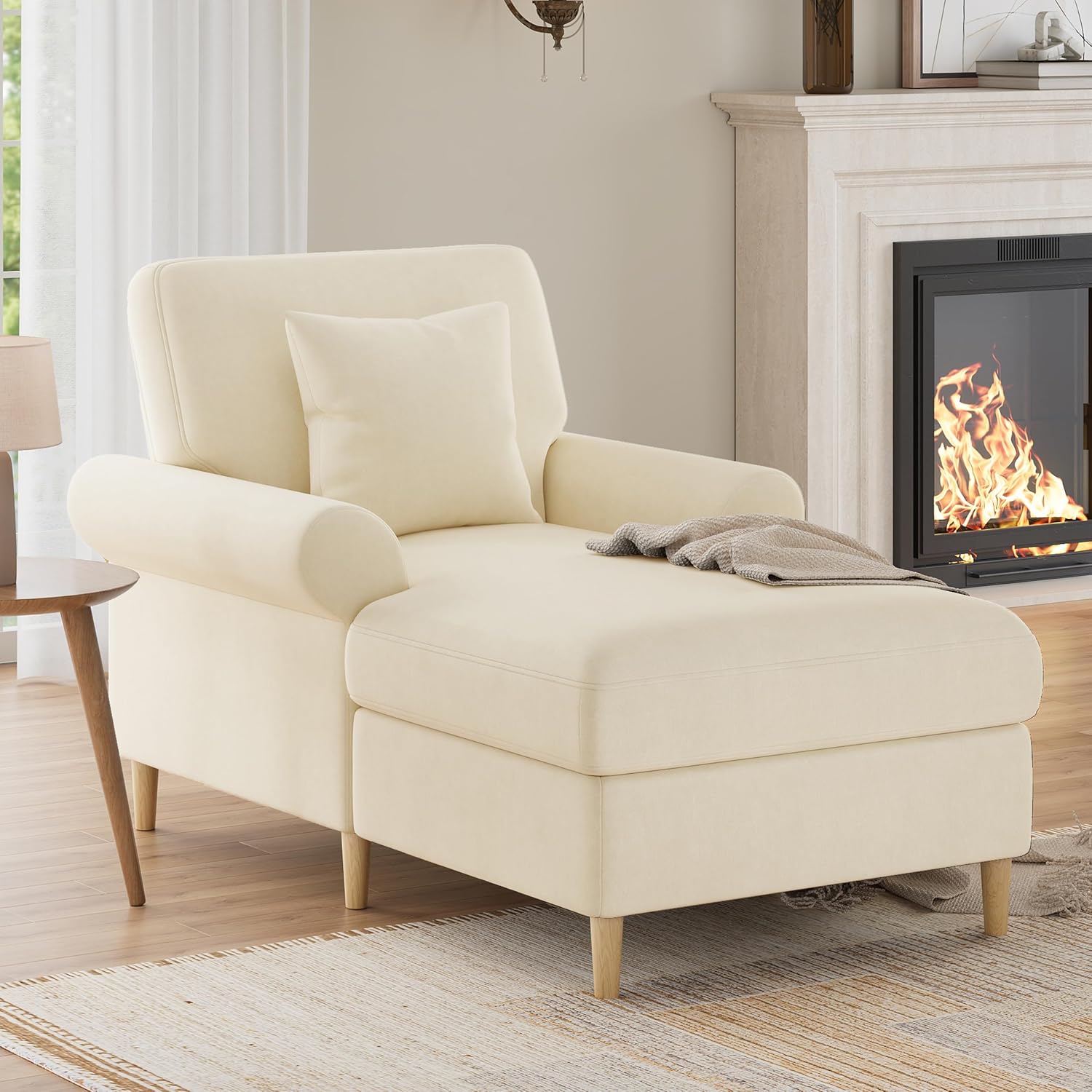 Gepolsterter Relaxsessel, klappbarer Schlafsessel, bequemer Lesesessel, Lounge-Sessel, XXL großer Lesesessel, samtbezogener Lounge-Sessel, Sitzsack für Wohn- und Schlafzimme (Beige)