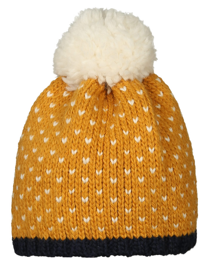 Strick-Wintermütze PEKONI mit Wolle in golden yellow/offwhite