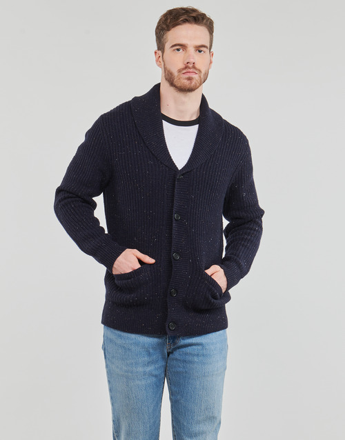 Selected - SLHLAND LS KNIT SHAWL NECK W - Marine