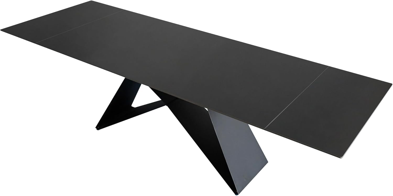 SAM Keramiktisch Mia | 180 x 90 cm | ausziehbar auf 260 cm | Farbe: dunkelgrau matt | Butterfly-Gestell Metall schwarz | pflegeleichter Esstisch/Esszimmertisch