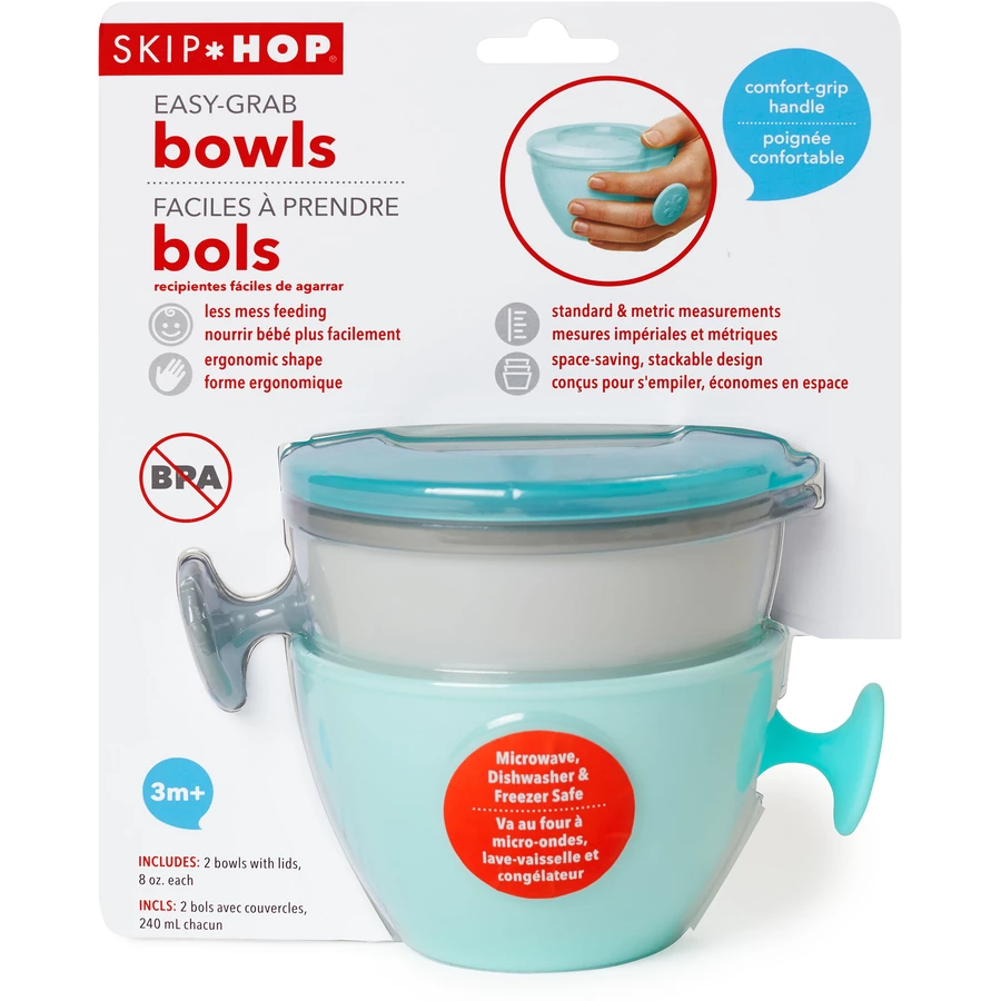SkipHop Breischalen easy grab, grau türkis, 2er Set
