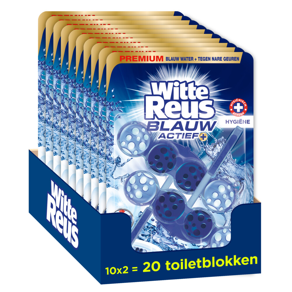 10x Witte Reus Toiletblok Blauw Actief Hygiëne2 stuks