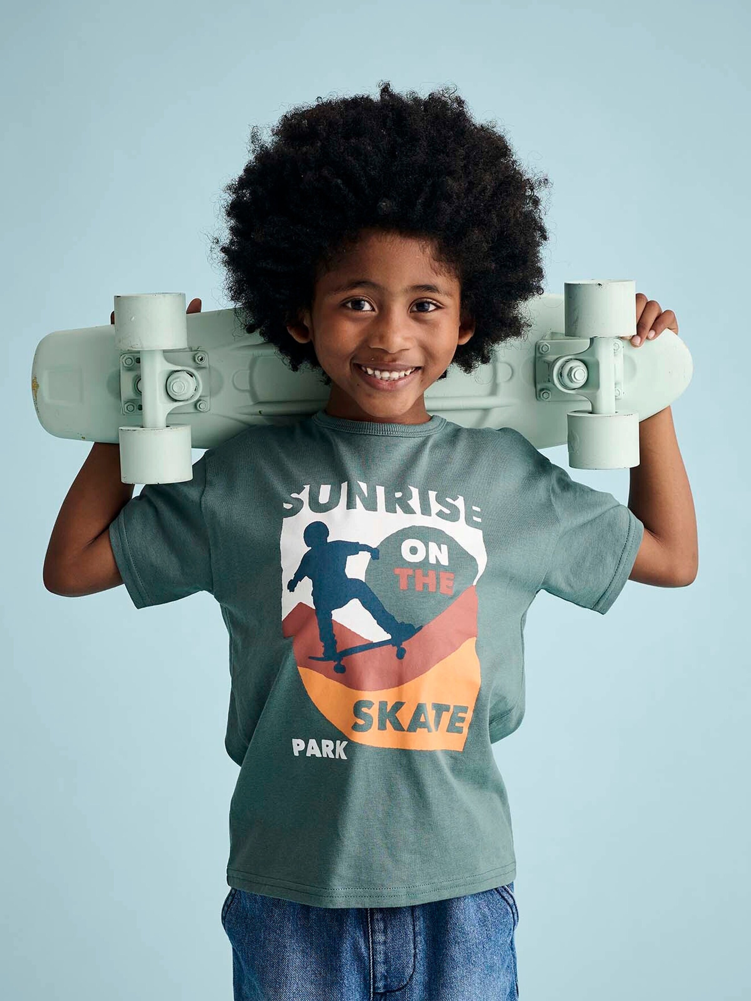 Vertbaudet Jungen T-Shirt, grafischer Print aqua