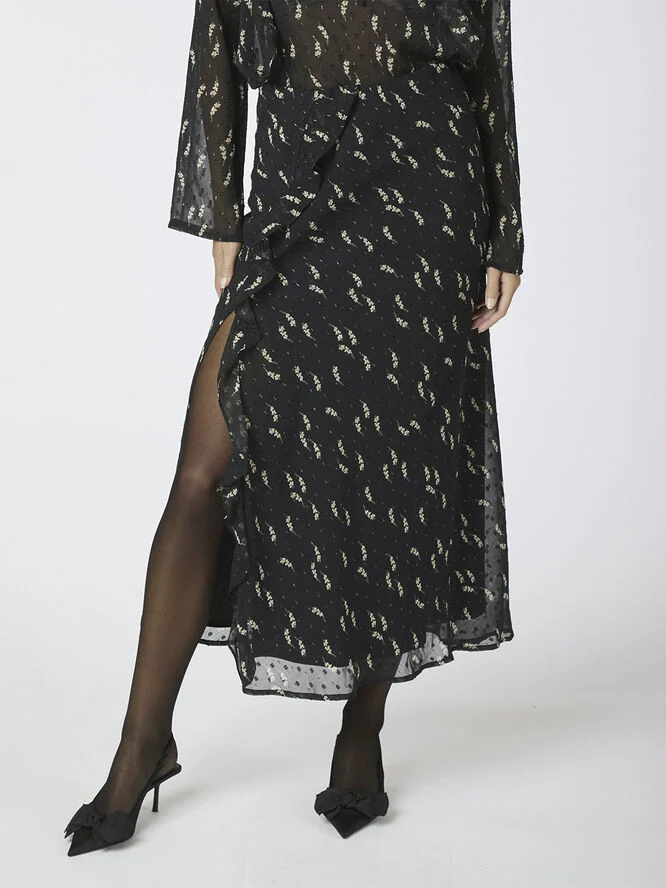 Neo Noir Vinza Flower Branch Skirt Black
