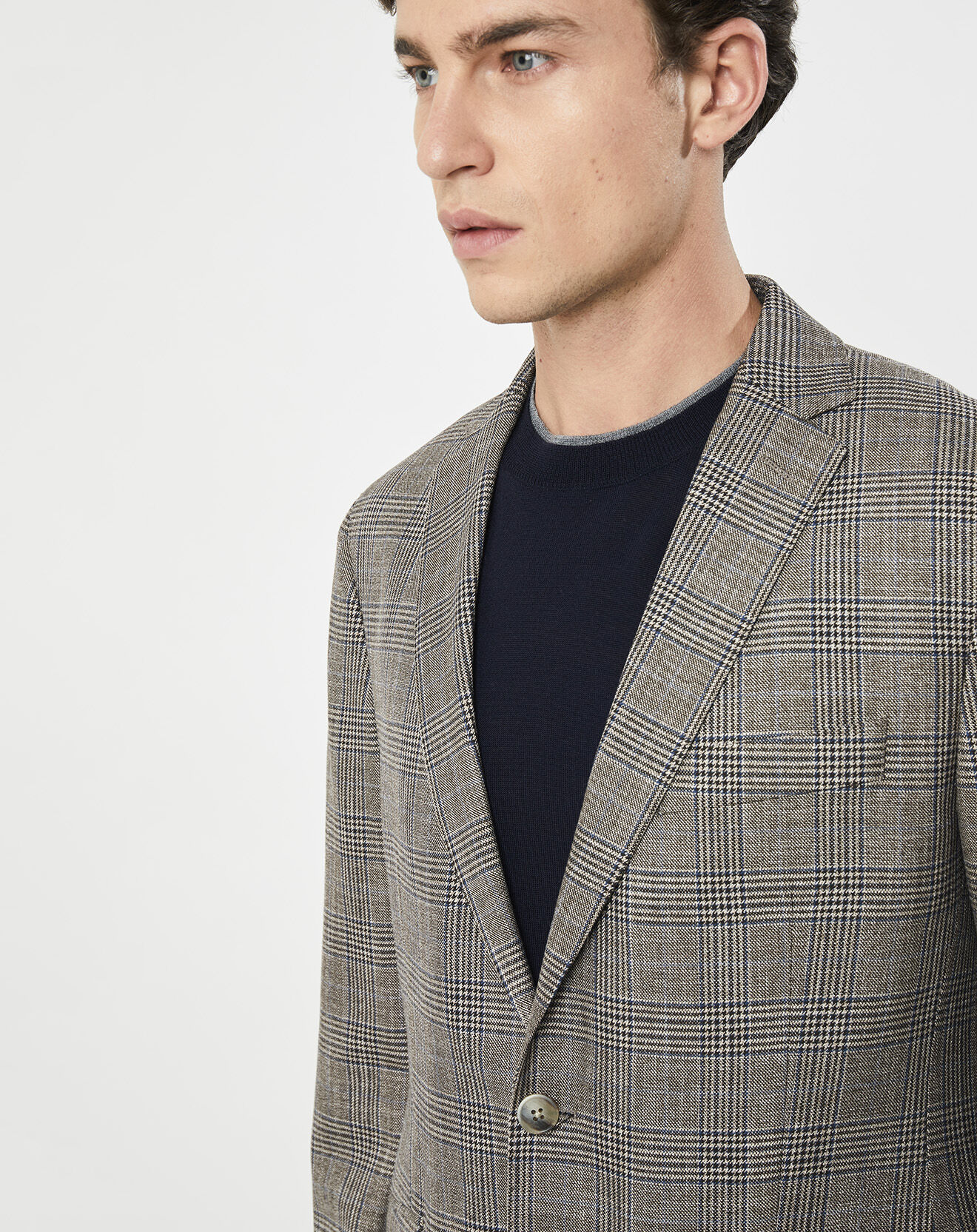 Hackett London Veste Chek imprimée prince de galles beige