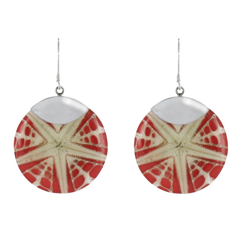 Boucles d'Oreilles Argent Disque Etoile de Mer