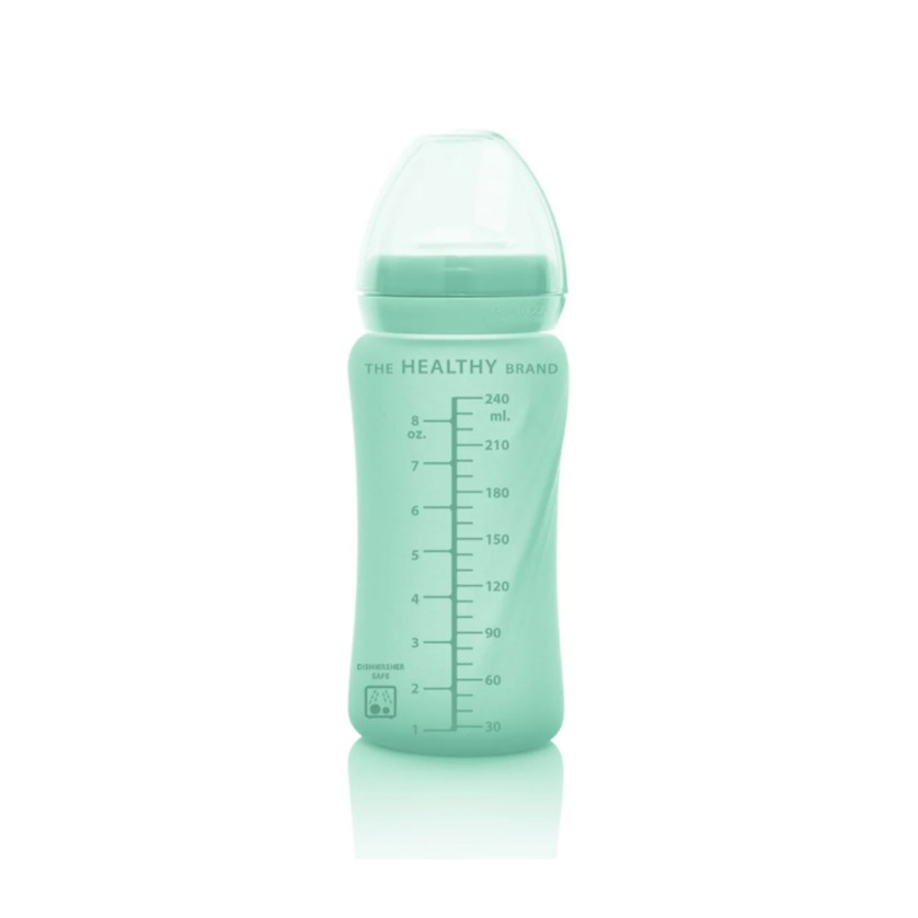 (240ml) Glas Trinkhalmflasche Healthy  Baby Flasche mit Deckel   Trinkhalm (1208605141) - Mint Green