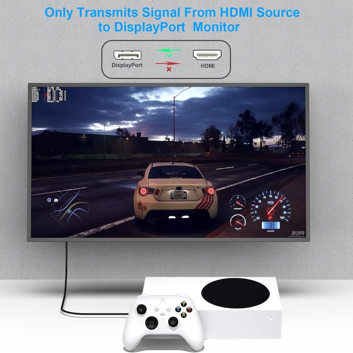 NÖRDIC HDMI til Displayport-kabel 2m 4K60Hz 18Gbps