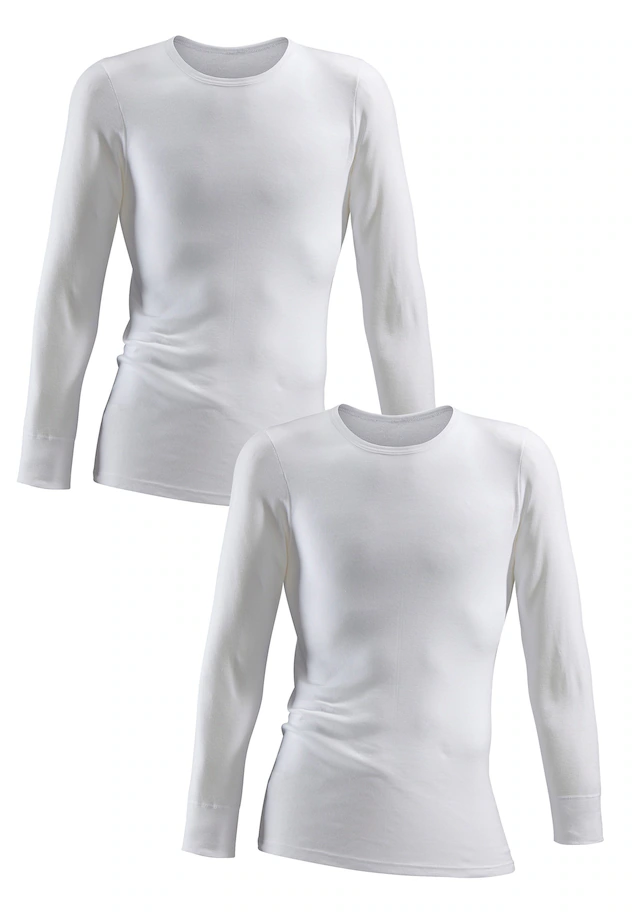 Clipper Unterhemd, 2 Stk. schlichtes Basic, Unterziehshirt - in Feinripp, Langarmshirt