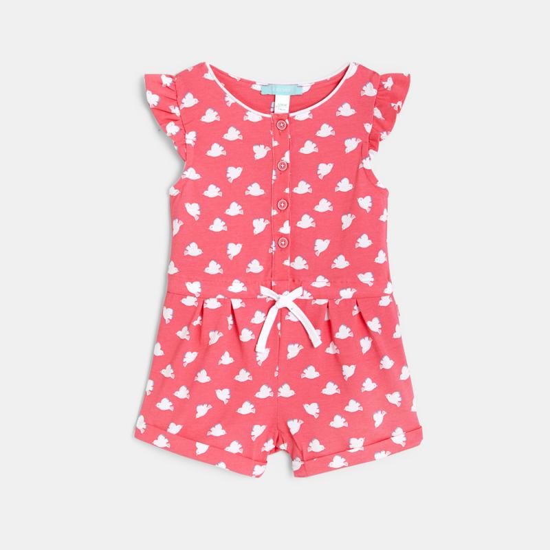 Combi courte légère imprimée rose bébé fille Rose