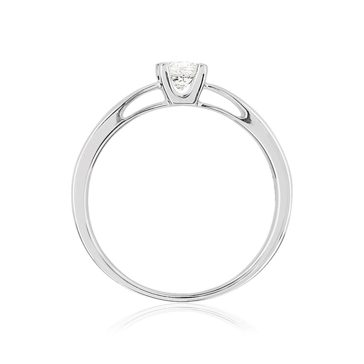 Solitaire or 750 blanc diamant synthétique 0,25 carat