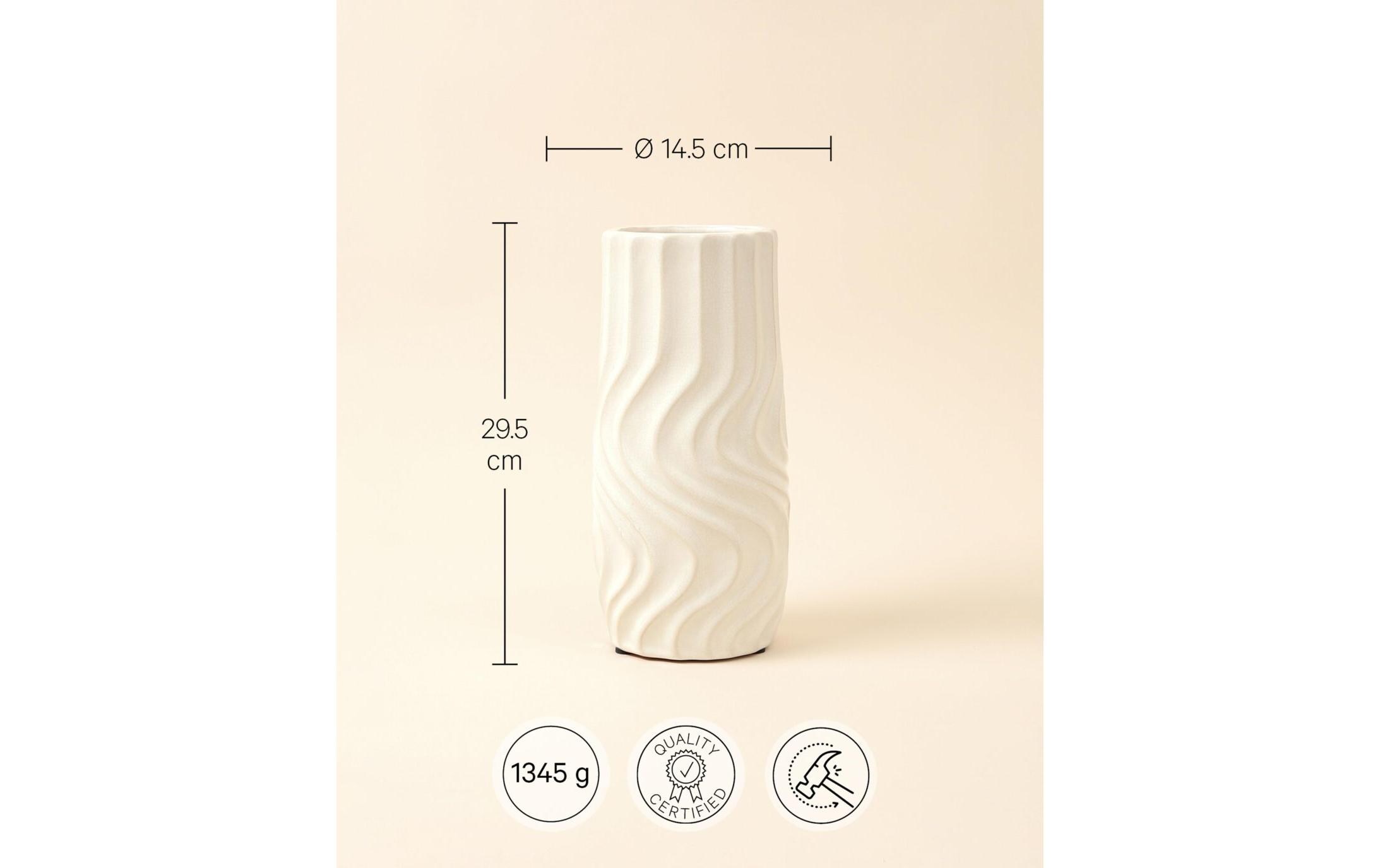 Vase Twist 29.5 cm, WeissVase aus Steingut