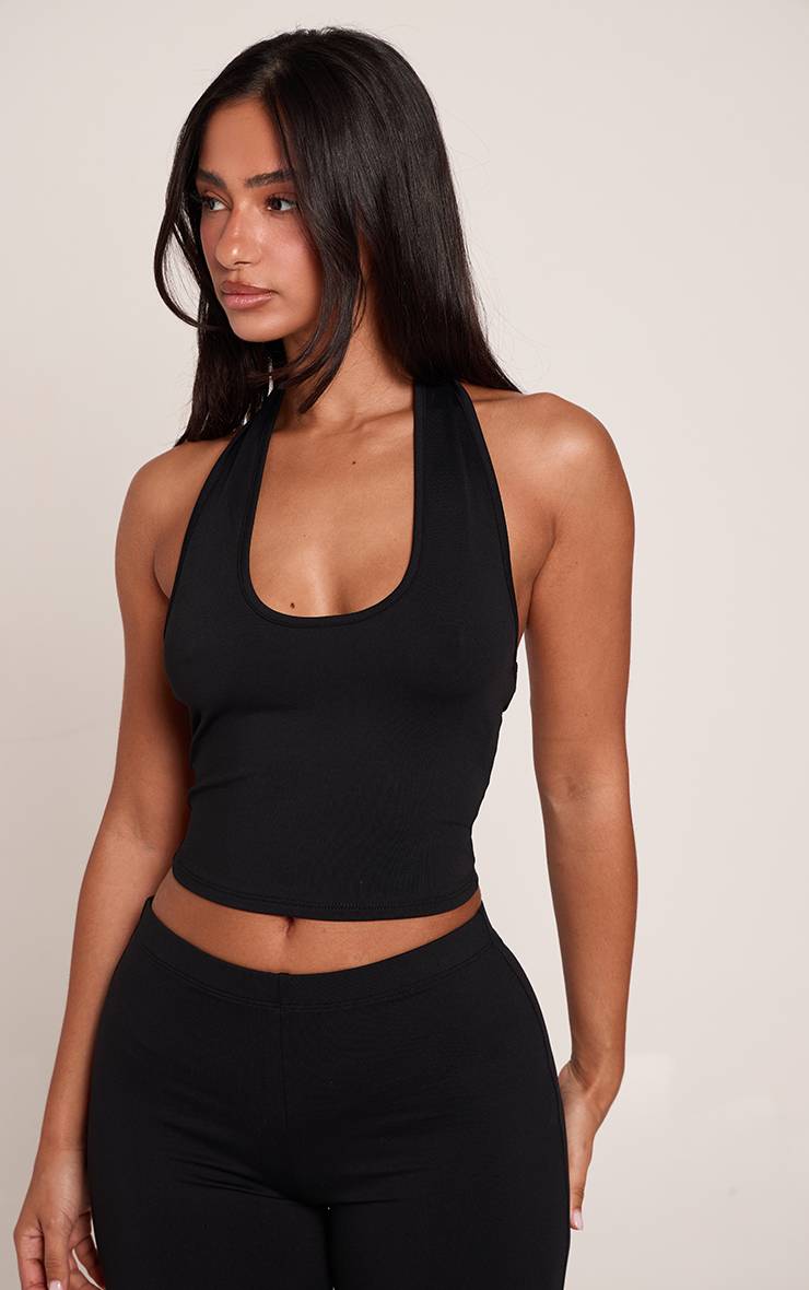 Noir Top Petite Col Licou En Jersey