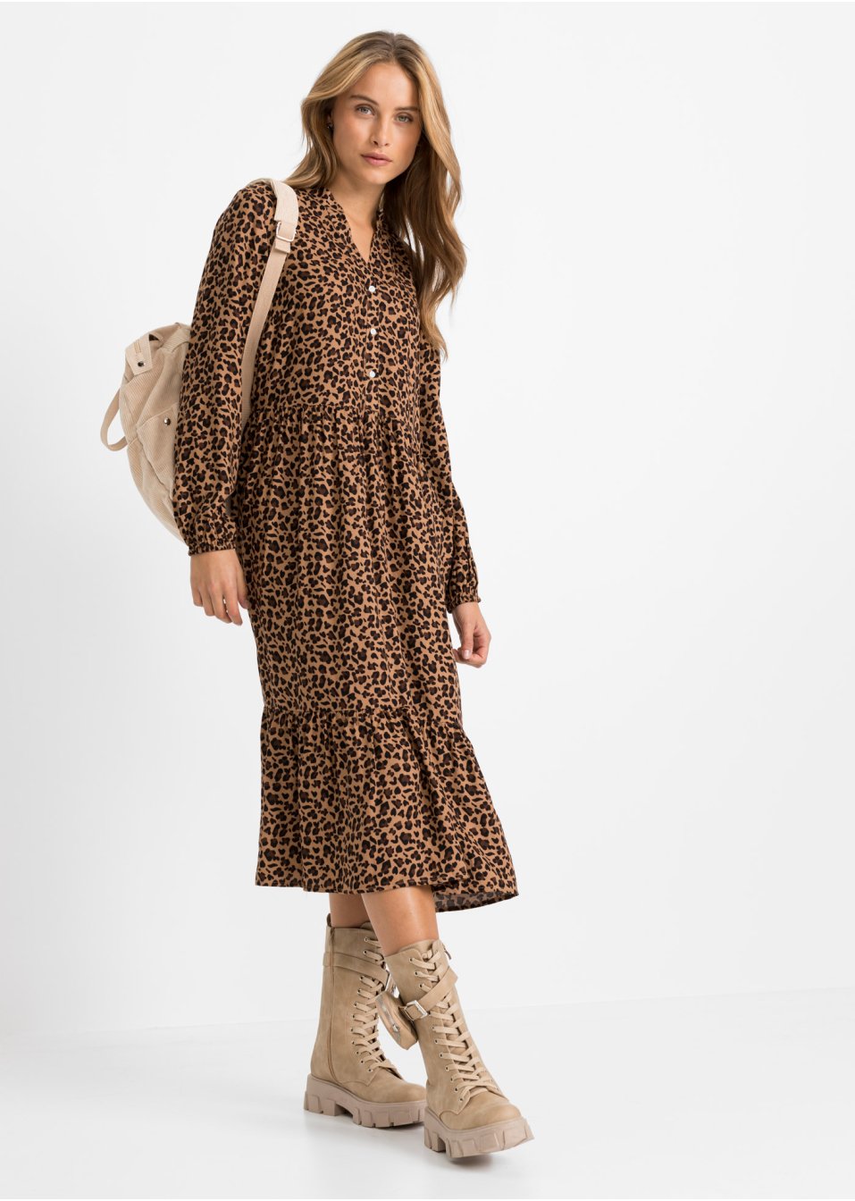 Robe-chemise avec motif léopard