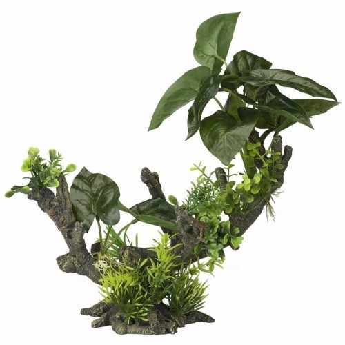 Planta artificial multicolorida para decoração de aquário.