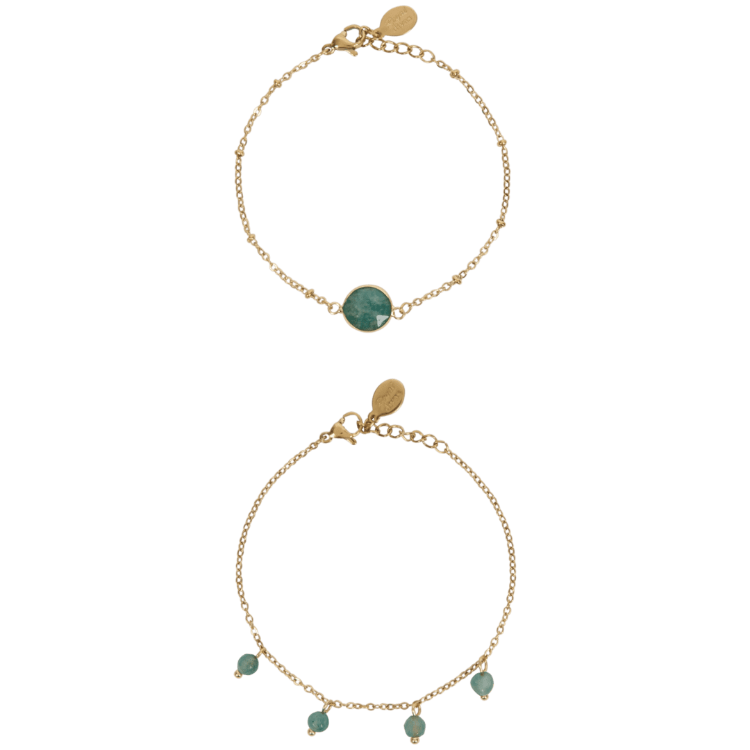 Gold plated armbandjes met edelsteen 2 stuks | diverse varianten