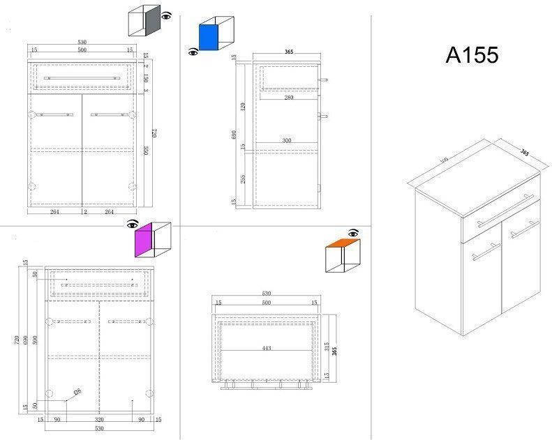 Saniclear - Extra - Kolomkast - Beton Grijs - 53x72