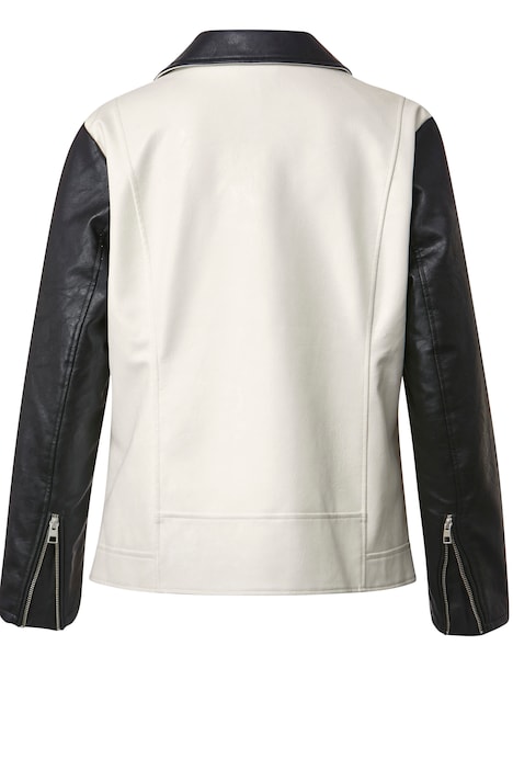 Bikerjacke, Lederoptik, zweifarbig, Revers, Langarm
