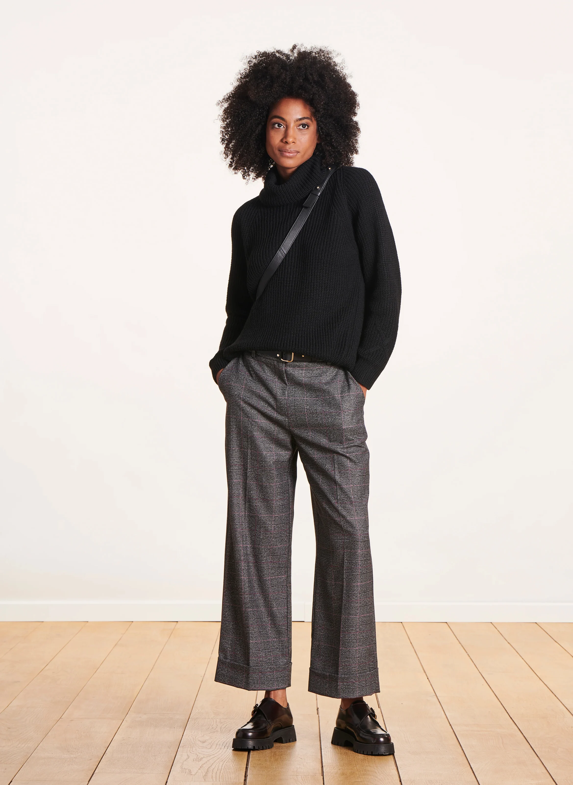 Pull droit en maille | Noir
