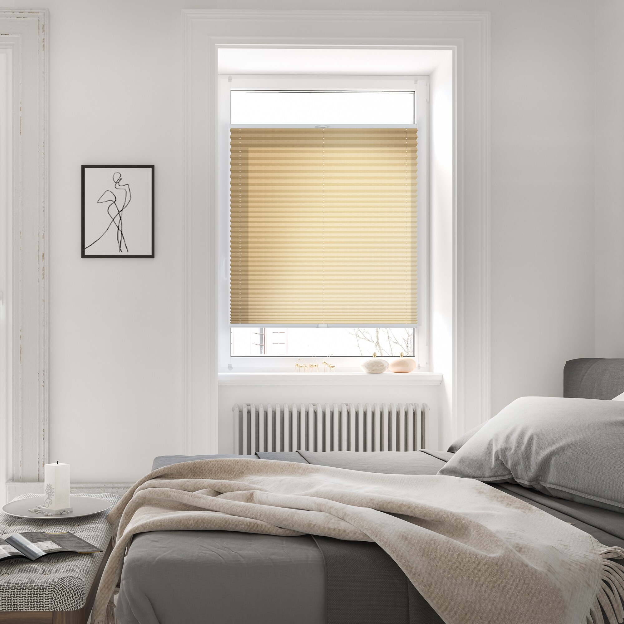 Lichtblick Plissee Klemmfix, ohne Bohren, verspannt, blickdicht, Hitzeschutz - Beige