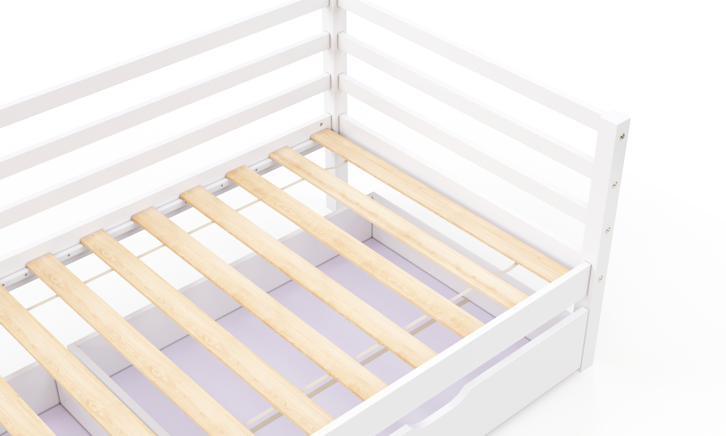 Bett Holz mit Schubladen 90 x 200 cm weiss