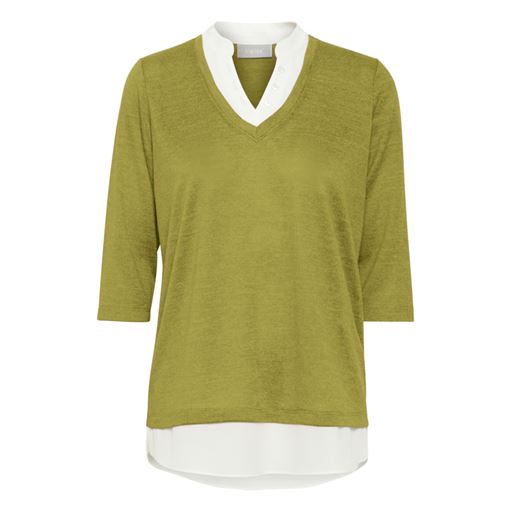 Fransa Strikbluse, Dark Citron Melange, XXL