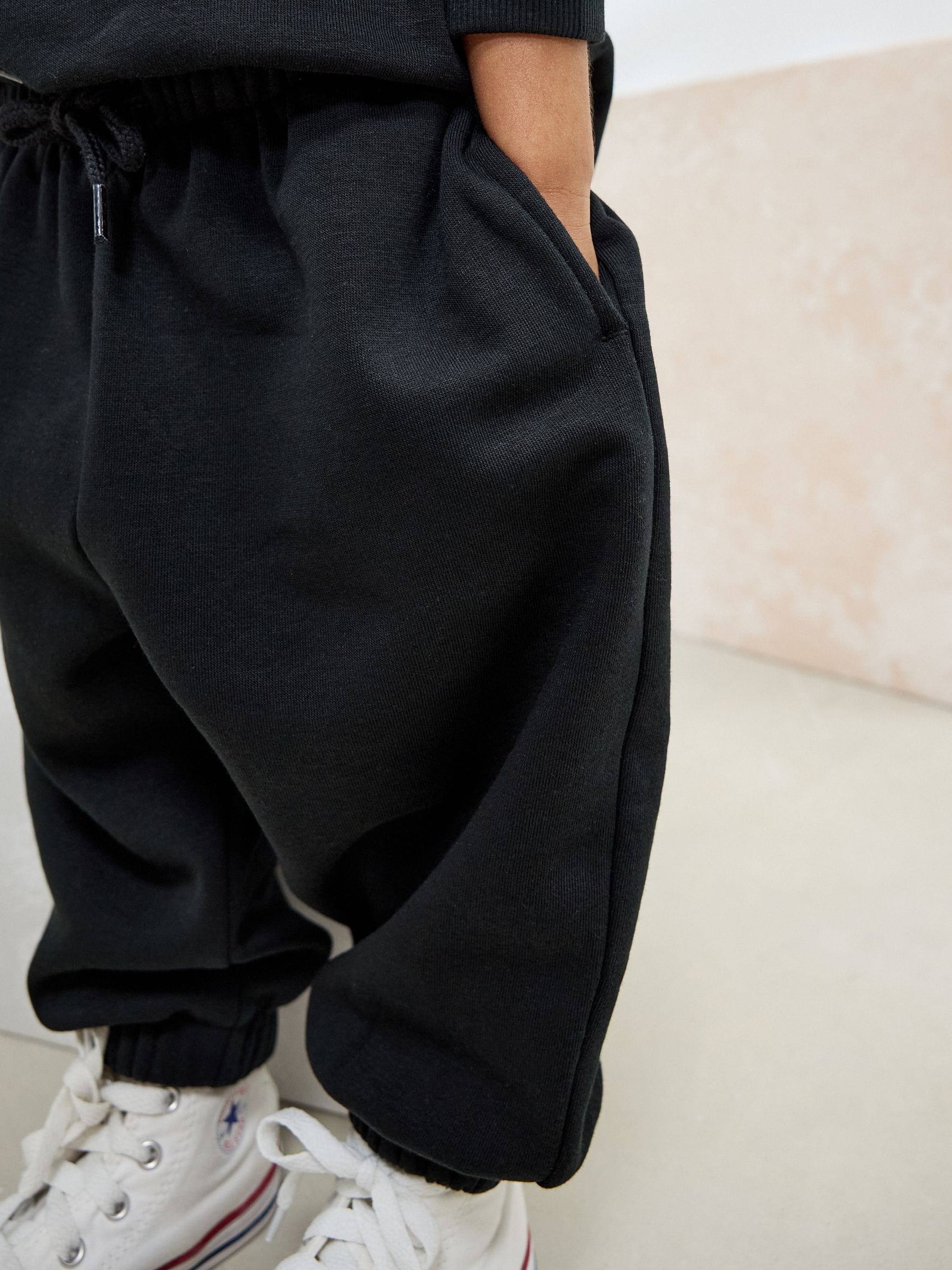 Zwart - Set met hoodie met slogan en joggingbroek (3mnd-7jr)
