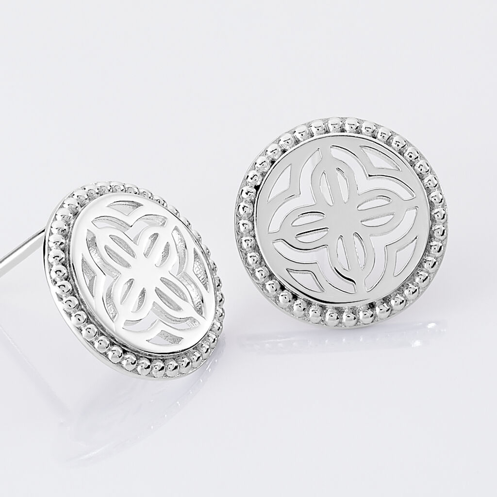 Boucles D'oreilles Puces Laetizia Celine Argent Blanc