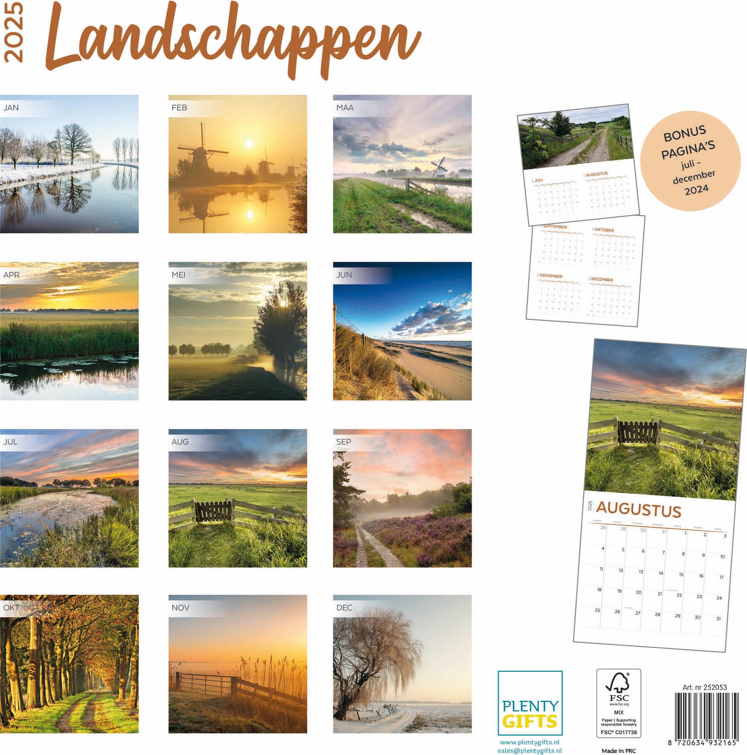 Plenty Gifts kalender landschappen 30 x 30 x 0,5 cm