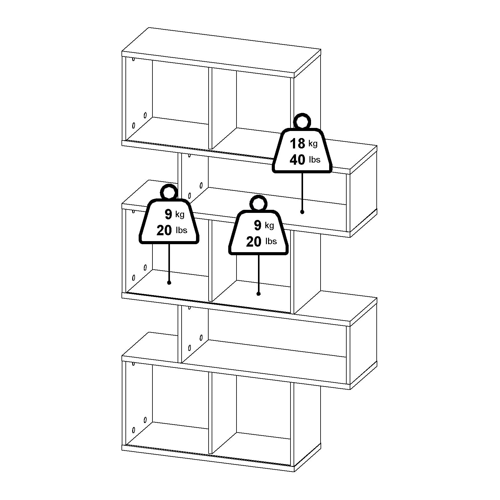 by fonQ basic Puzzle Boekenkast Asymmetrisch - Wit