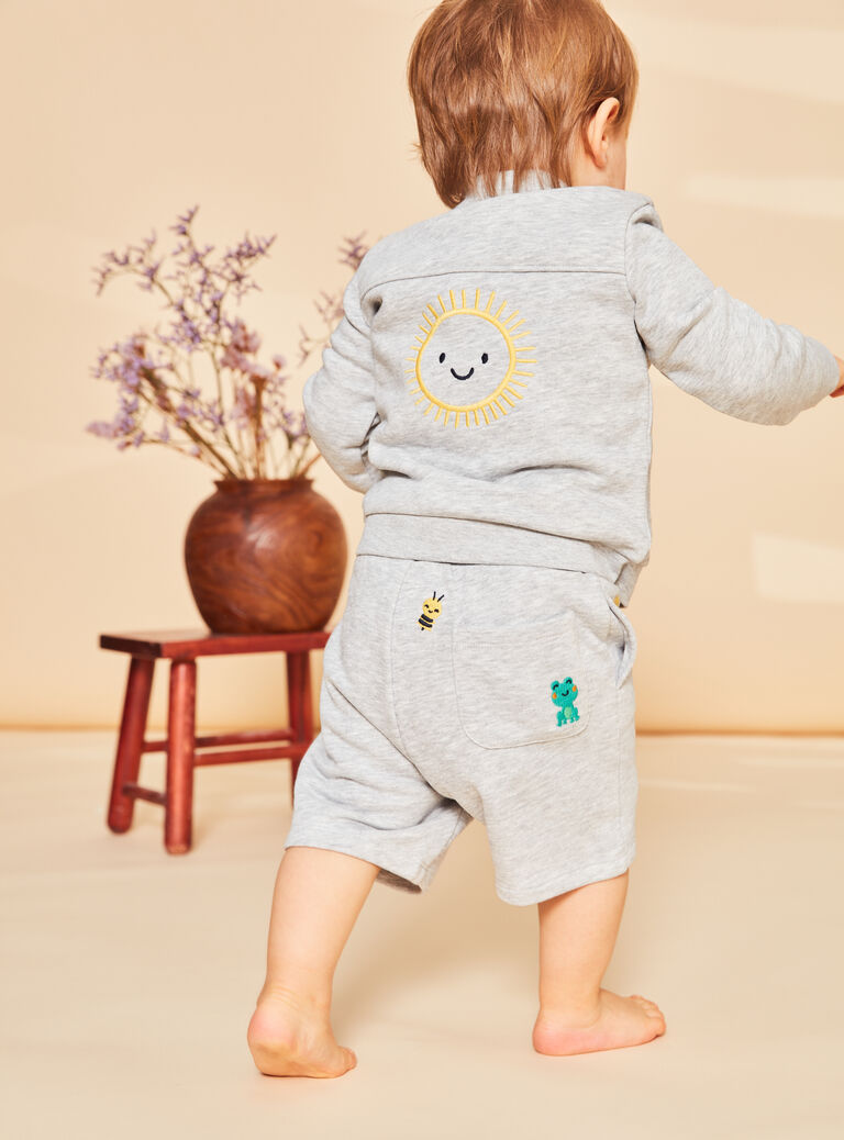 Gilet gris chiné en molleton